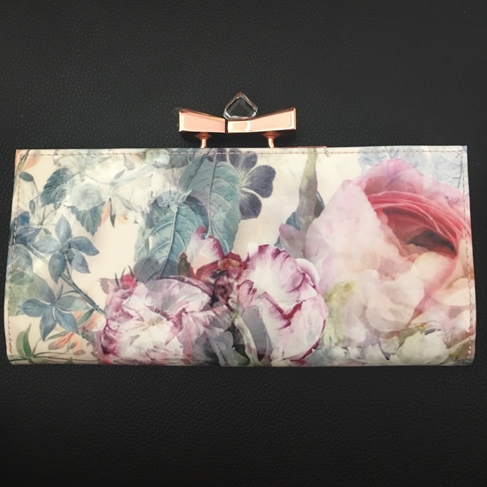 BNWT Ted Baker Floral w/ Rose Gold Accents Wallet